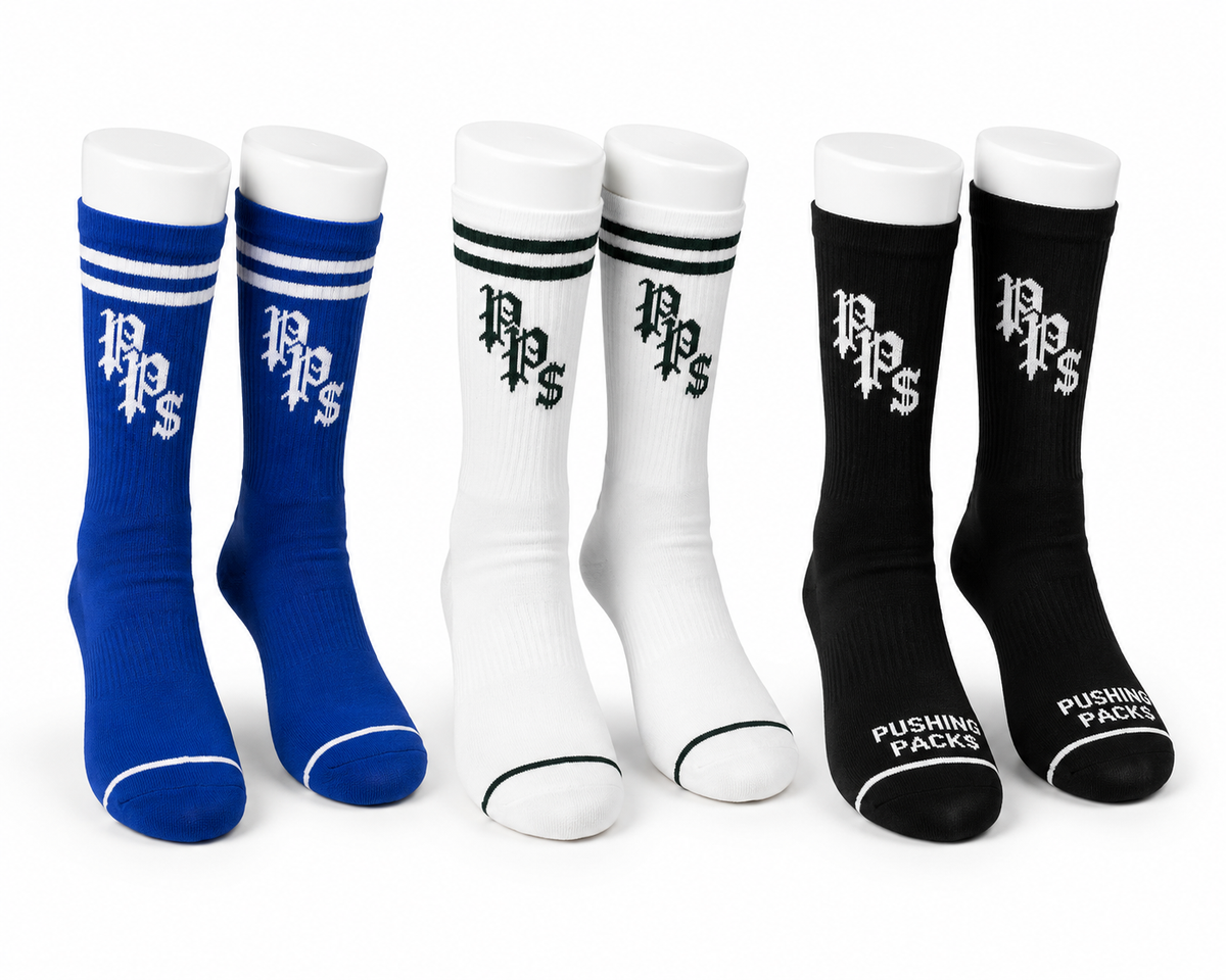 Pushing Pack Socks Bundle Three Colors Blue White And Black