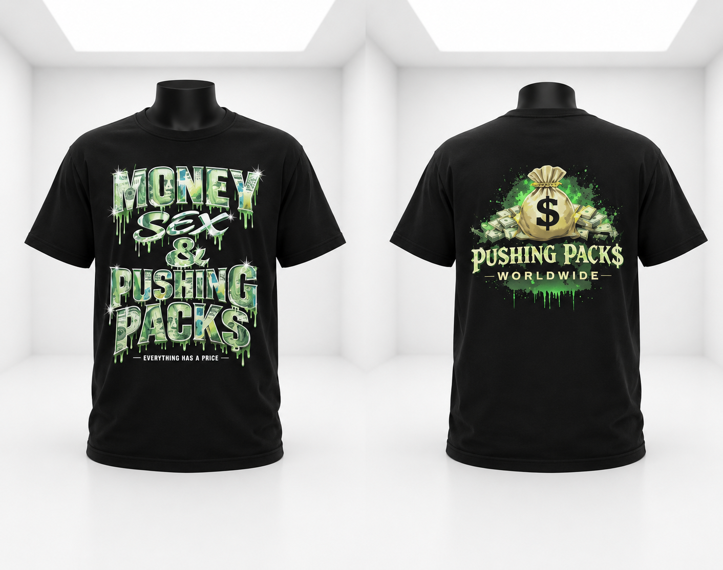 Pushing Packs Money Bag Shirt ￼