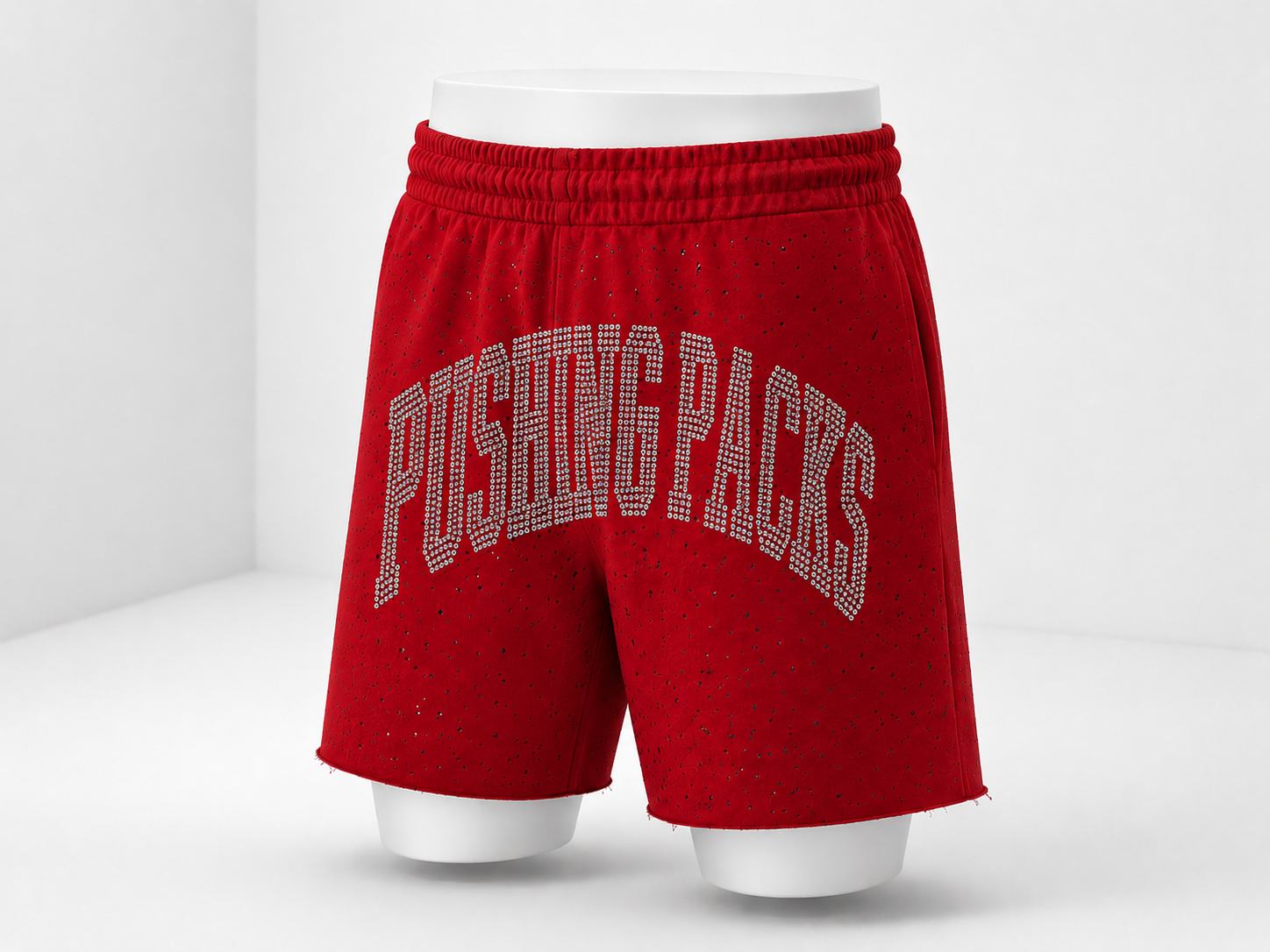 Pushing Packs Red Rhine Stones Shorts