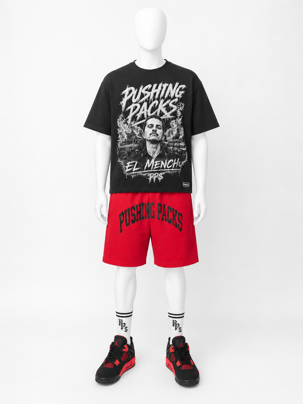 Pushing Packs Red Rhine Stones Shorts