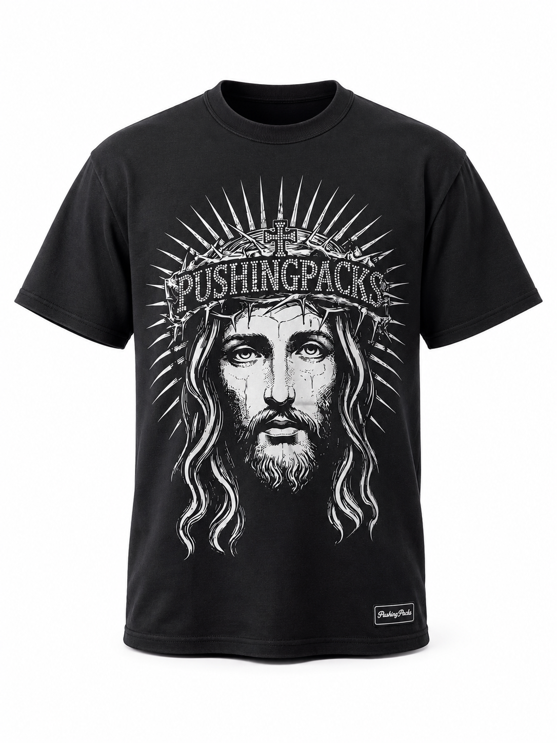 Jesus Pushing Packs Rhinestone Shirt