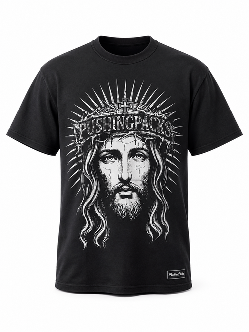 Jesus Pushing Packs Rhinestone Shirt